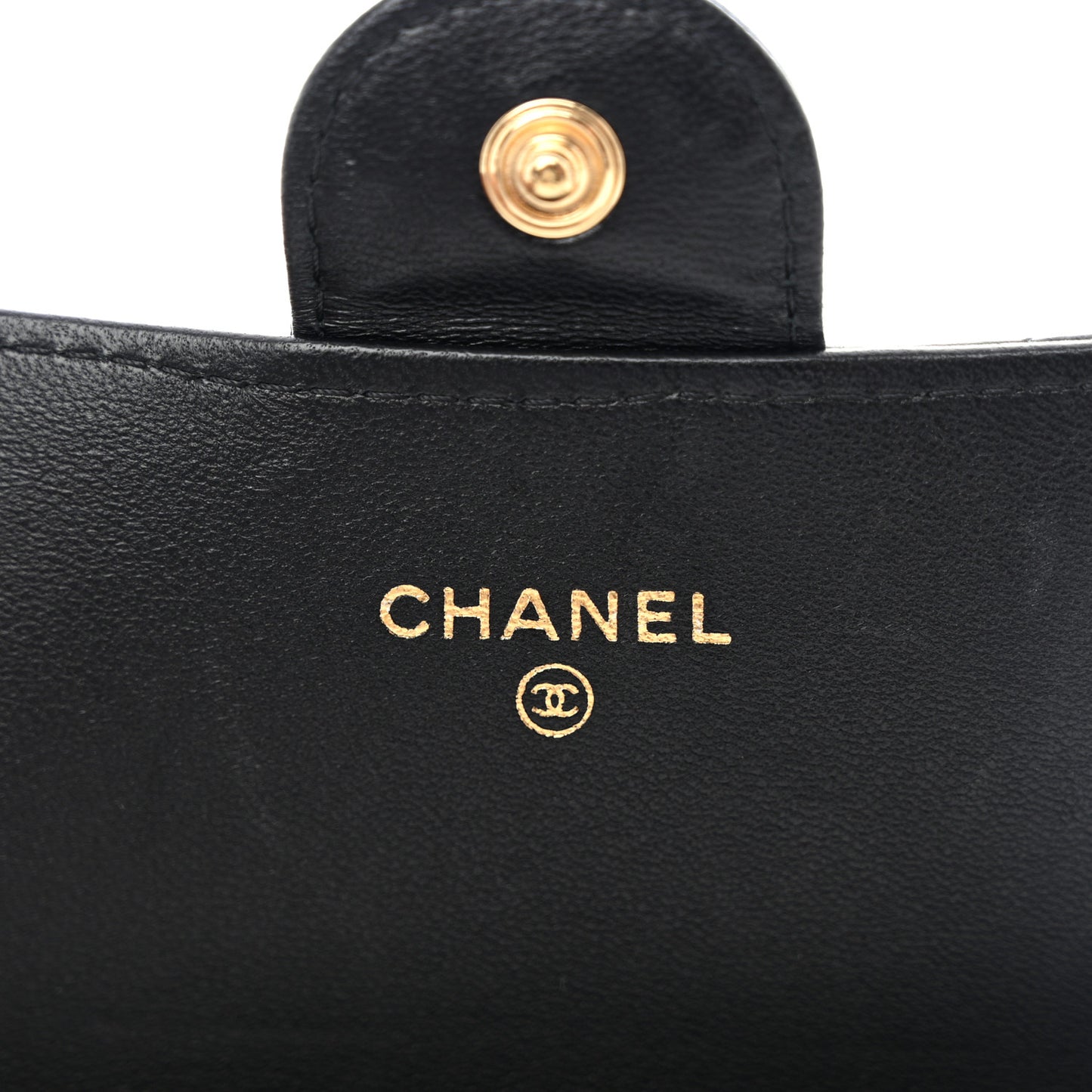 Lambskin Quilted Large Gusset Flap Wallet Black