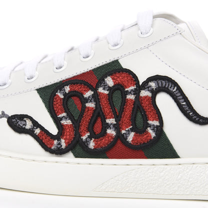 Gucci Calfskin Ayers Kingsnake Embroidered Mens Ace Sneakers 11 Green Red 11 of 11