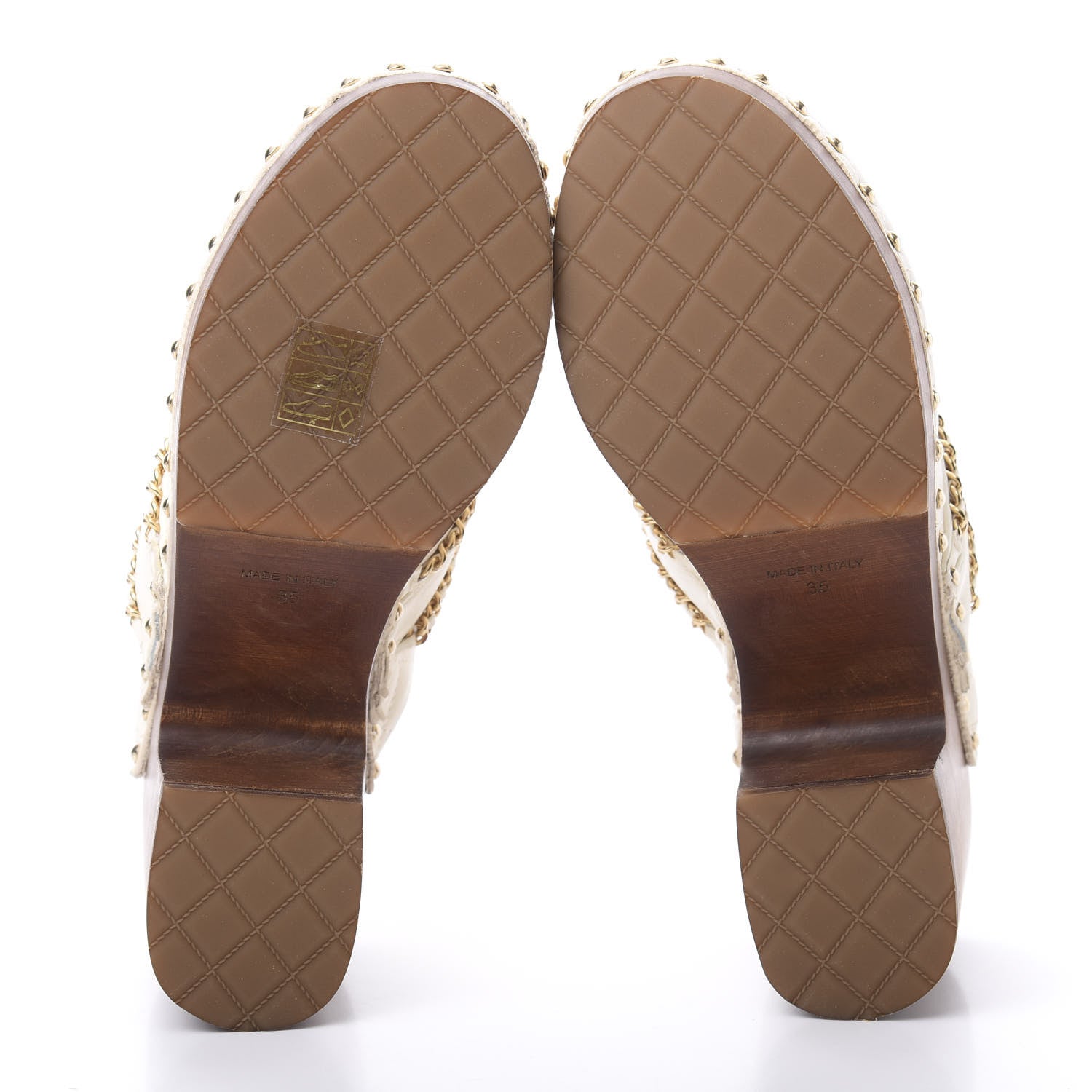 Chanel Lambskin Quilted Chain Clog Mules 35 Ivory 5 of 8