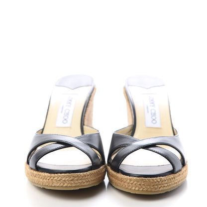 Jimmy Choo Nappa Braid Almer 80 Wedge Sandals 38 Black 2 of 10