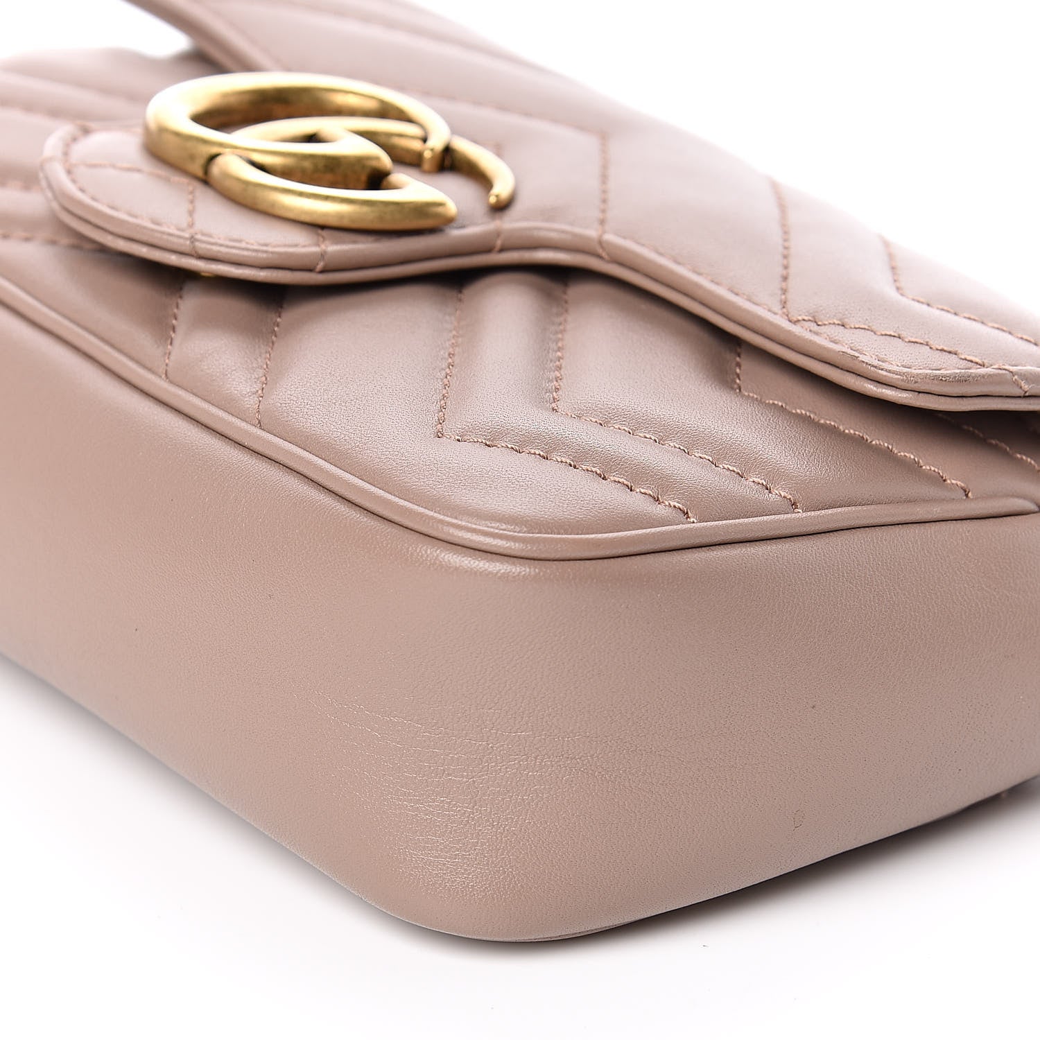 Gucci Calfskin Matelasse Super Mini GG Marmont Shoulder Bag Porcelain Rose 10 of 12
