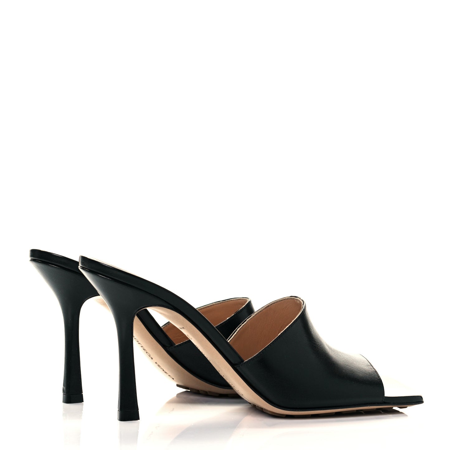 Lambskin Stretch Mule Sandals 38.5 Black