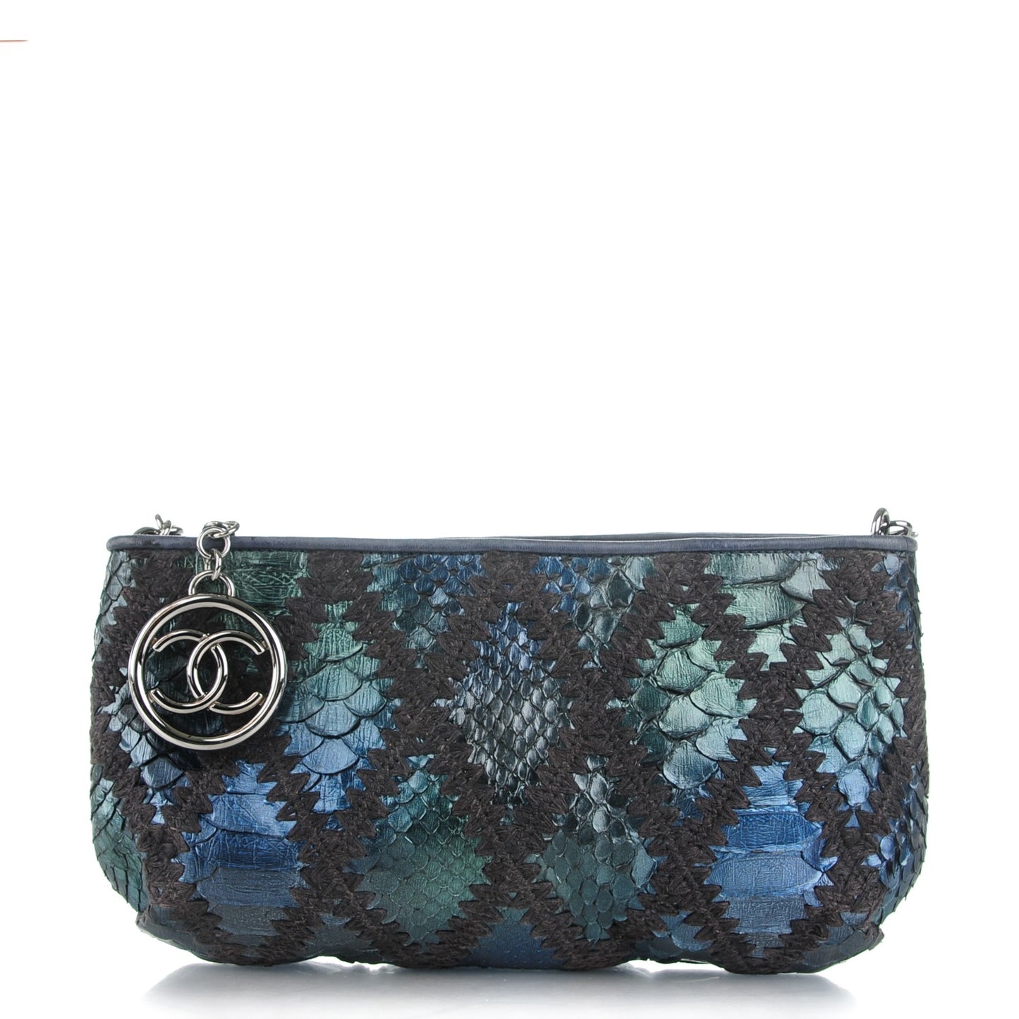 Python Crochet Soft and Chain Pochette Blue