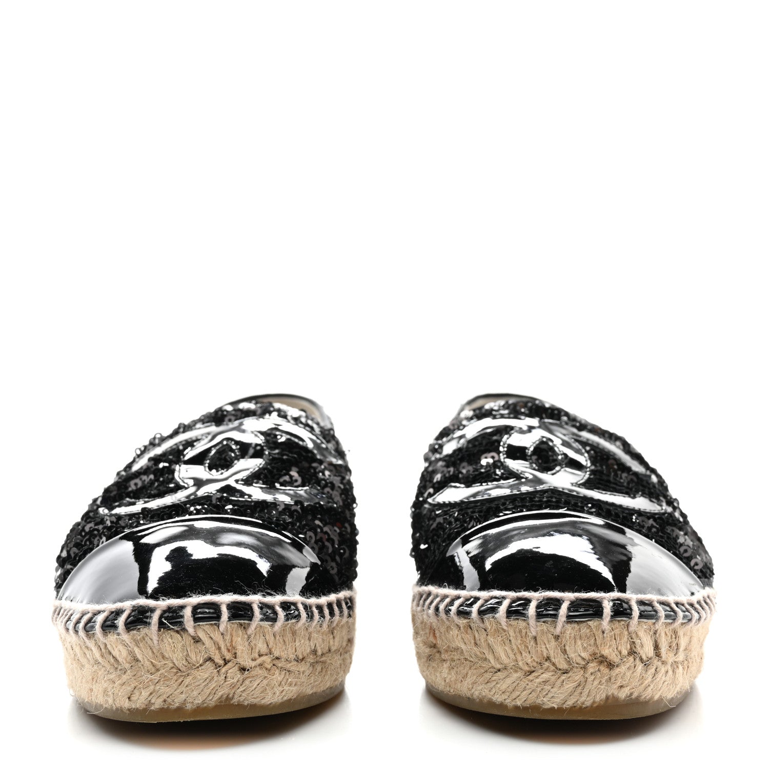 Chanel Patent Sequin CC Espadrilles 38 Black 2 of 9