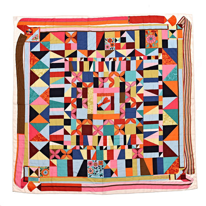 Hermes Cashmere Silk L'Art du Bojagi Shawl 140 Blanc Turquoise Orange 1 of 6