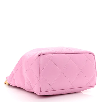 Chanel Lambskin Resin Quilted Small Bucket Bag Pink 4 of 11
