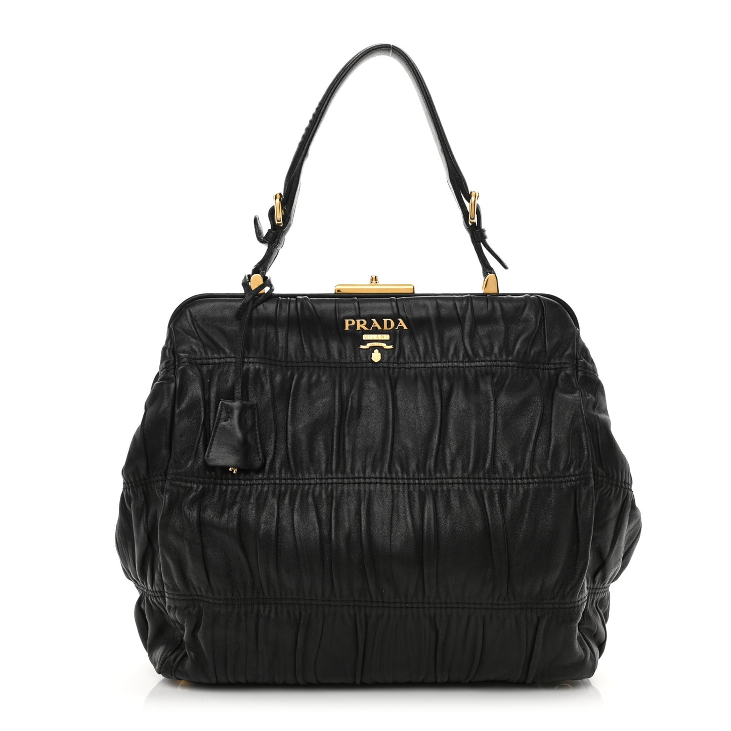 Nappa Dressy Gaufre Framed Tote Black
