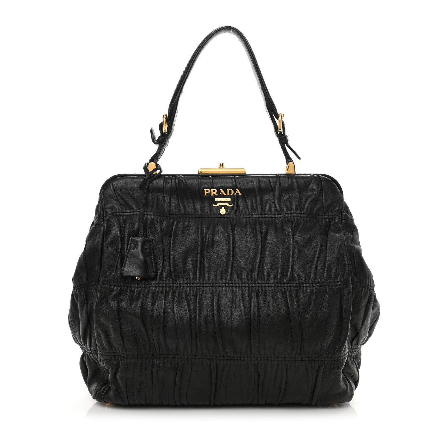 Prada Nappa Dressy Gaufre Framed Tote Black 1 of 11