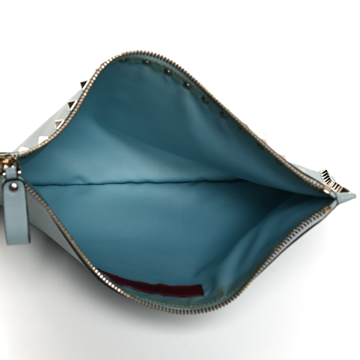 Vitello Large Rockstud Zip Pouch Sky Sorbet