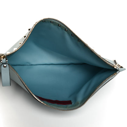 Valentino Garavani Vitello Large Rockstud Zip Pouch Sky Sorbet 5 of 9