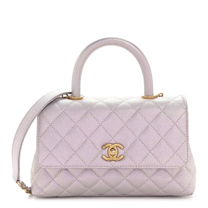 Chanel Metallic Caviar Quilted Mini Coco Handle Flap Light Pink 1 of 13