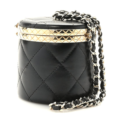 Chanel Metal Lambskin Quilted Mini Lock Frame Vanity Clutch Black 3 of 11