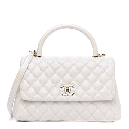 Chanel Iridescent Caviar Quilted Small Coco Handle Flap White 1 of 11