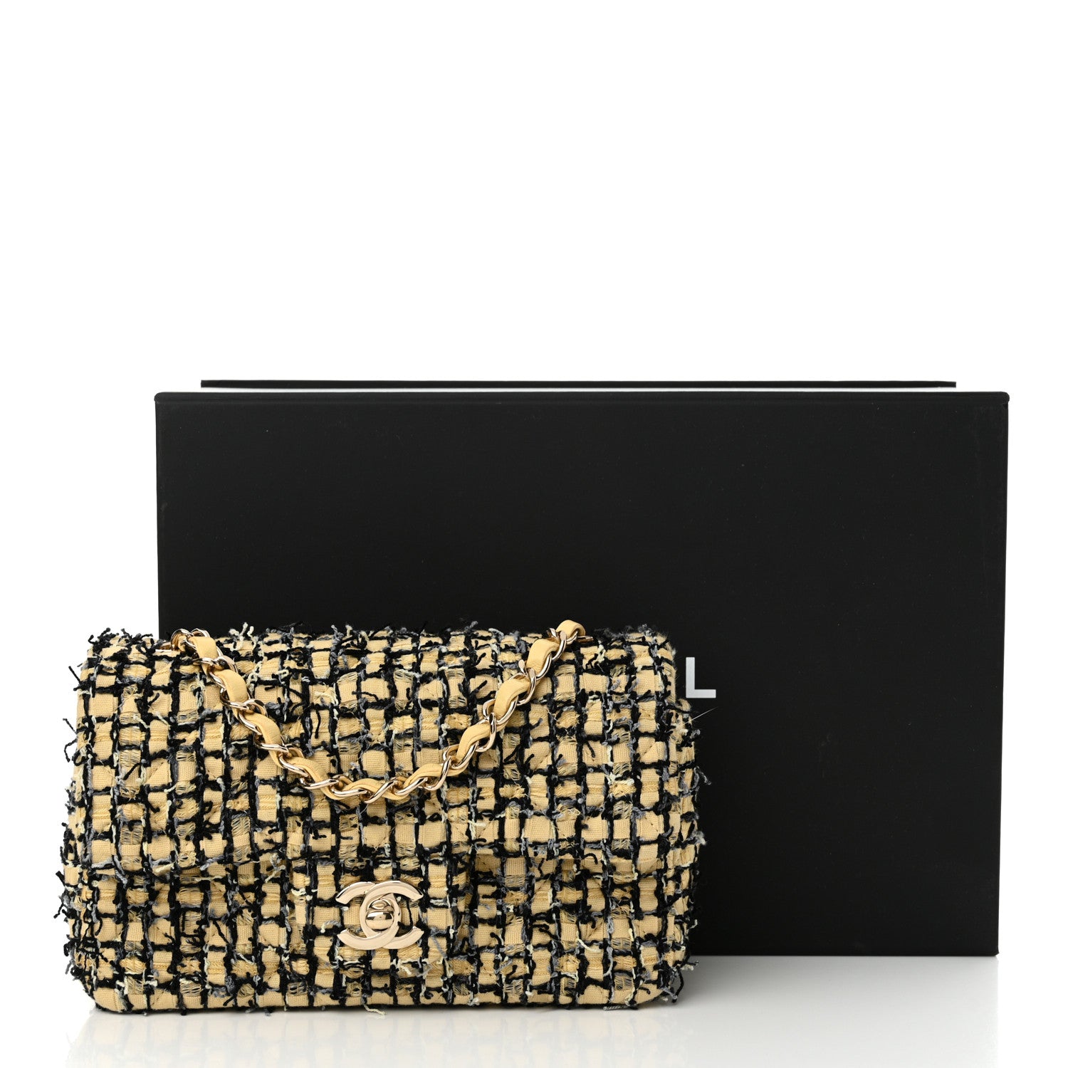 Chanel Tweed Quilted Mini Rectangular Flap Yellow Black 11 of 11