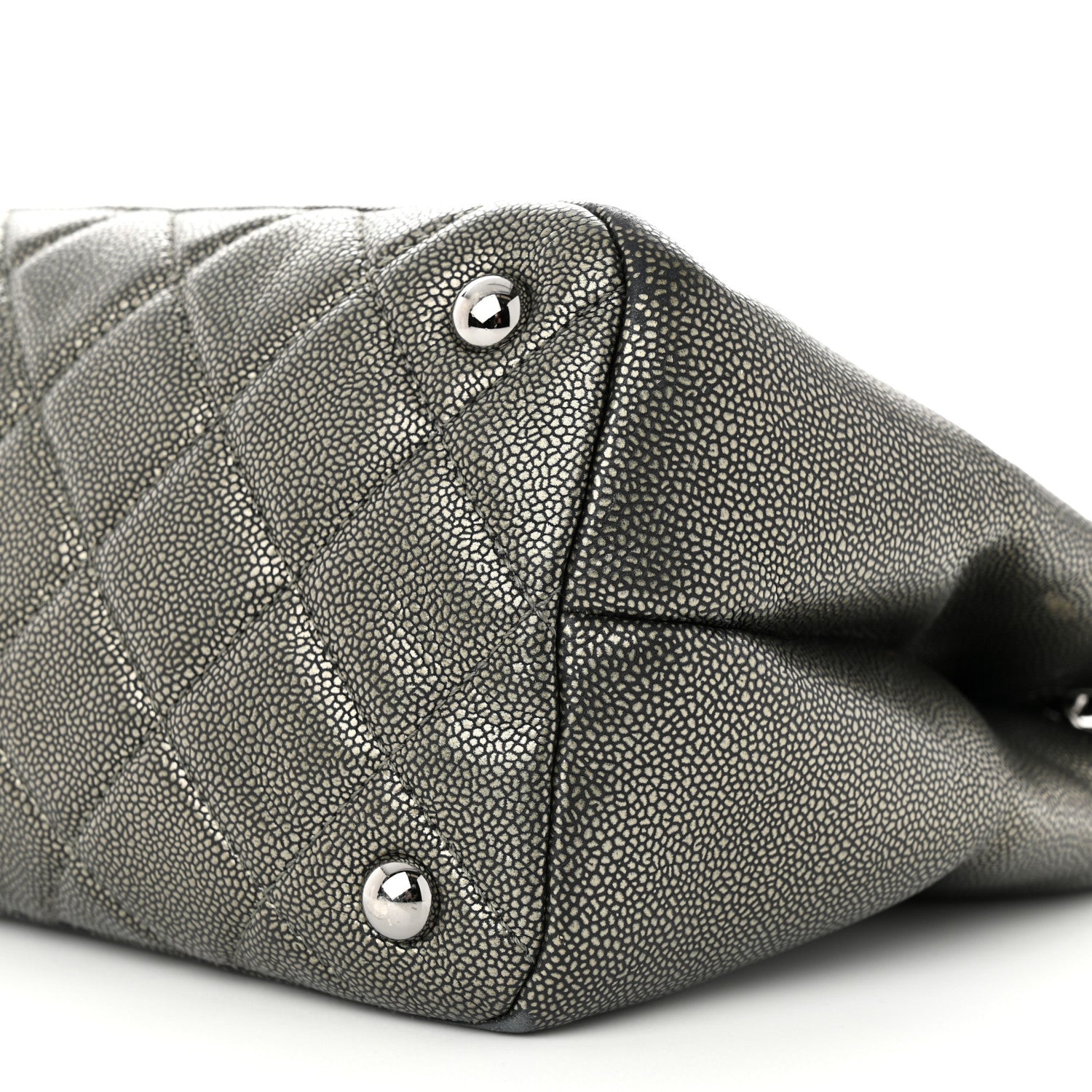 Chanel Metallic Caviar Quilted CC Timeless Tote Dark Silver 10 of 13