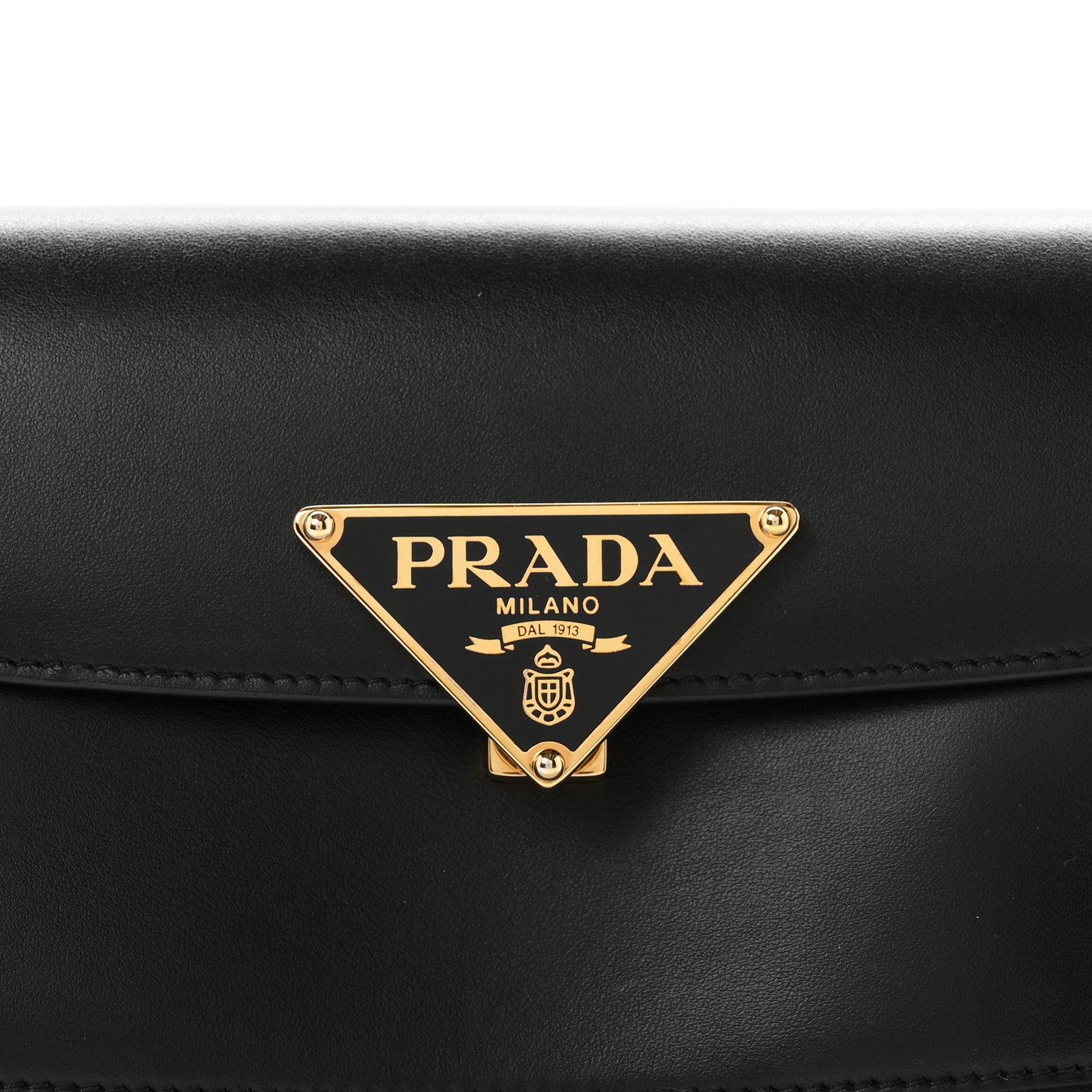 Prada City Calf Triangle Flap Shoulder Bag Black 7 of 9