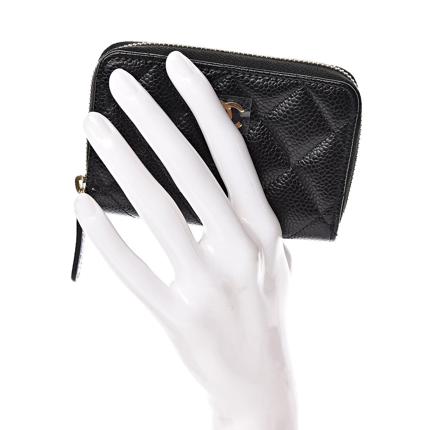 Caviar Quilted Zip Coin Purse Black