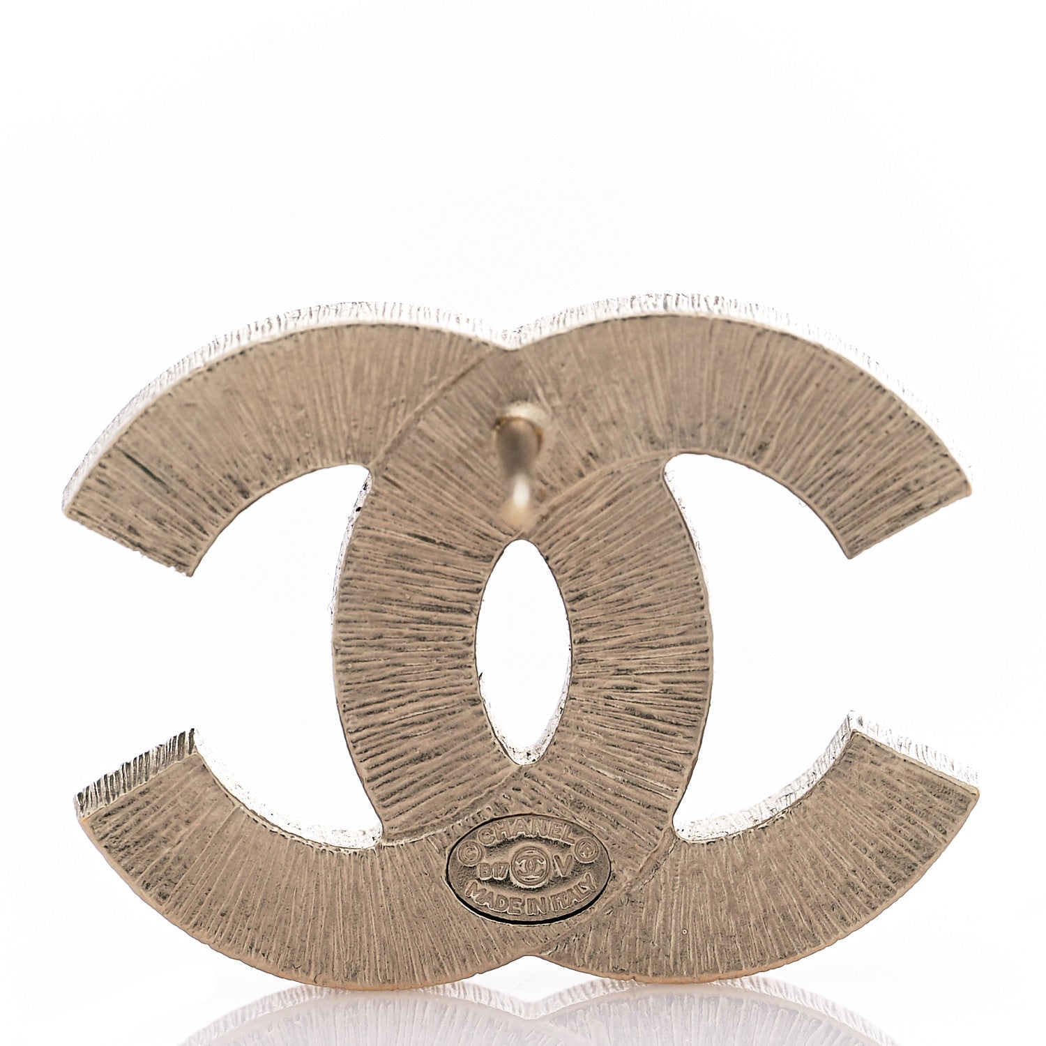 Chanel Metal Quilted CC Earrings Gold White 4 of 5