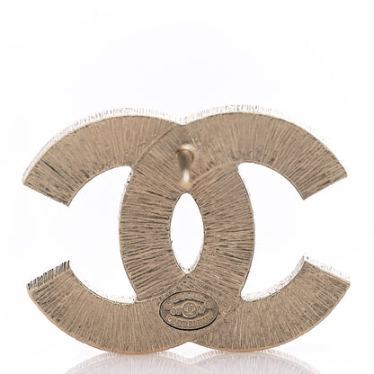 Chanel Metal Quilted CC Earrings Gold White 4 of 5
