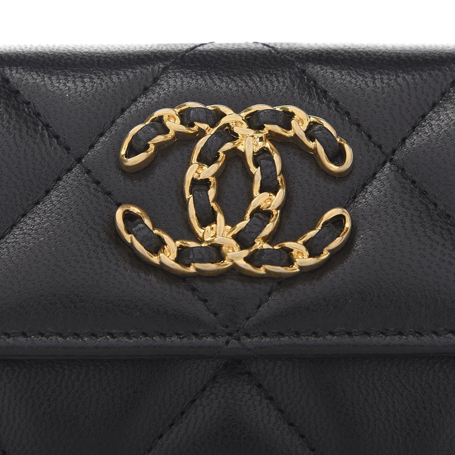 Chanel Lambskin Quilted Chanel 19 Flap Card Holder Black 8 of 9