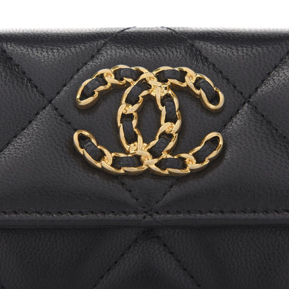Chanel Lambskin Quilted Chanel 19 Flap Card Holder Black 8 of 9