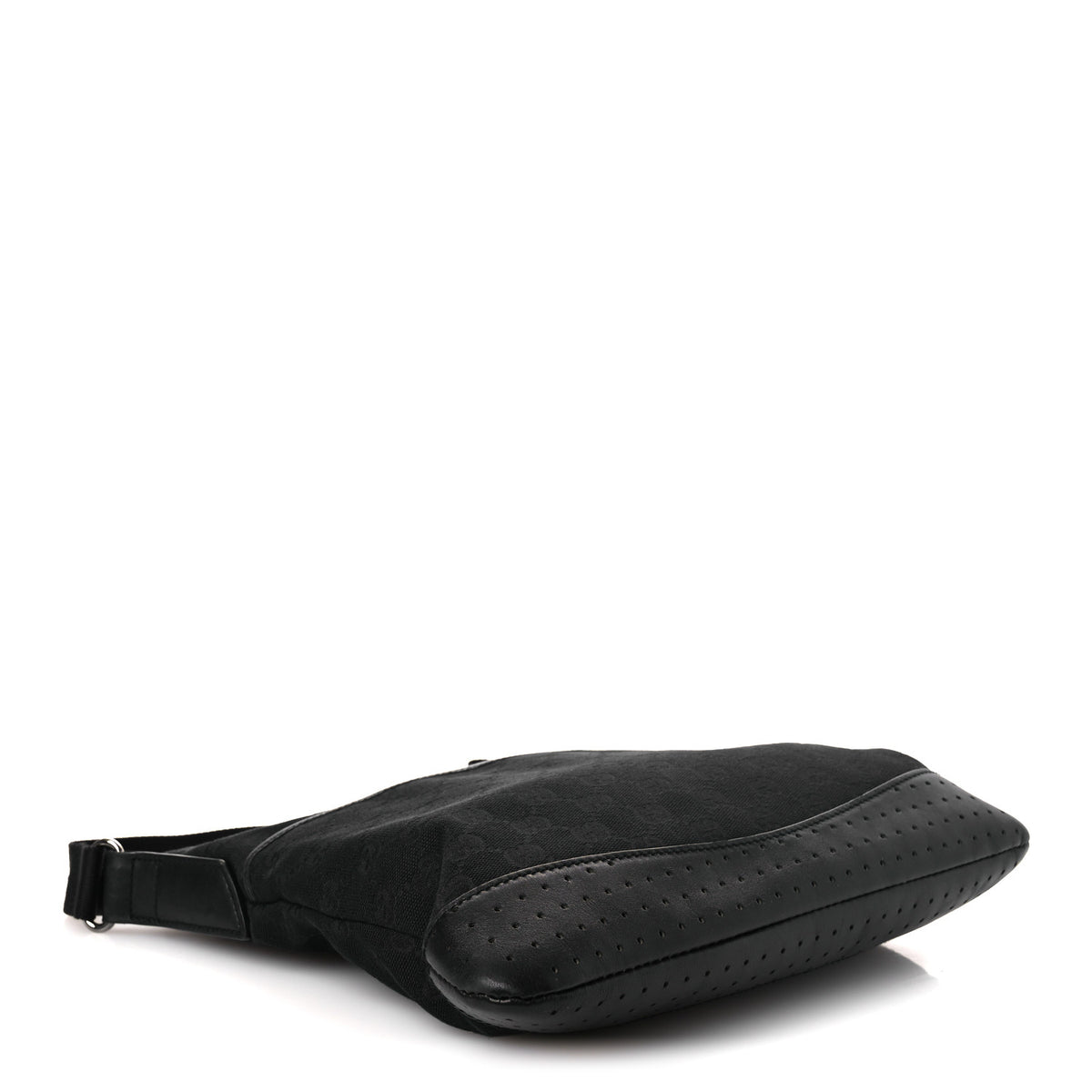 Gucci Monogram Calfskin Perforated Medium Flat Messenger Bag Black 4 of 14