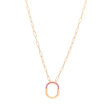 Tiffany 18K Rose Gold Pink Sapphire Small Lock Pendant Necklace 1 of 5