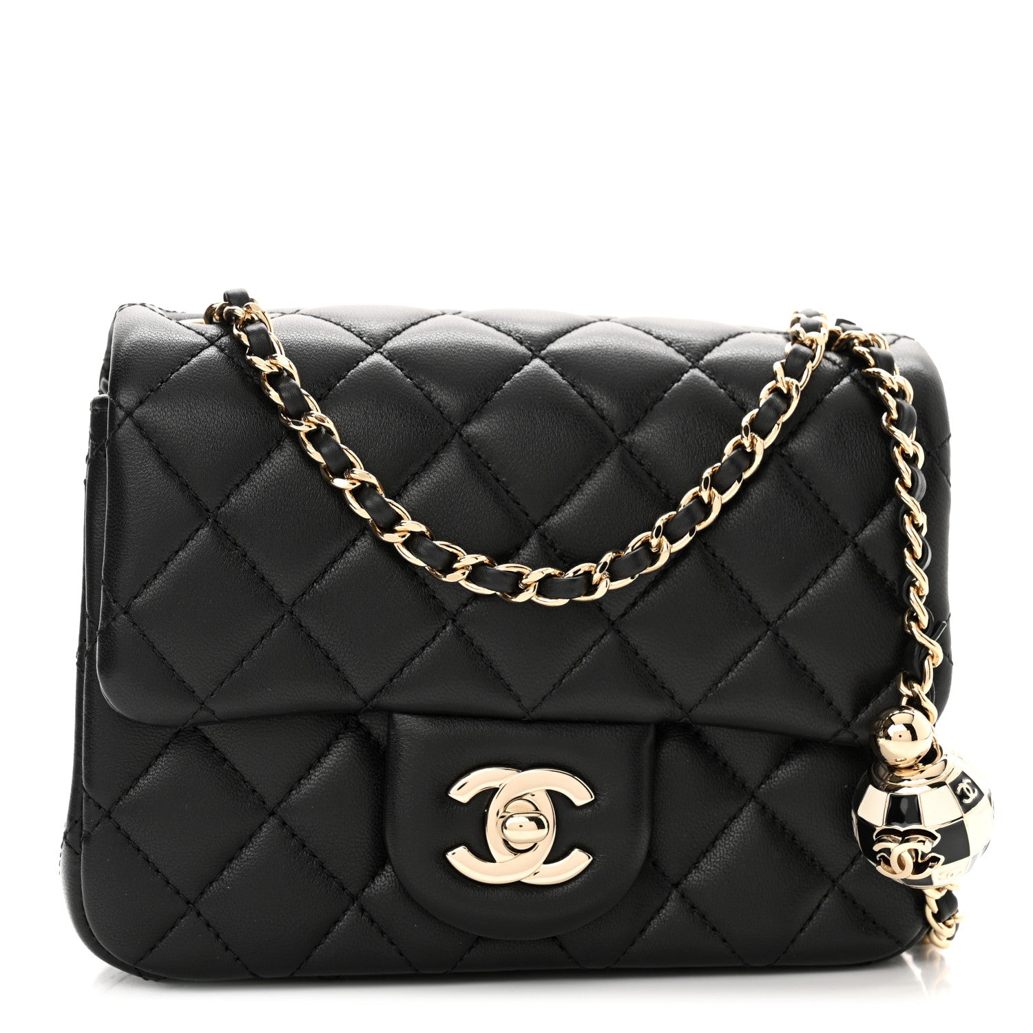 Chanel Lambskin Quilted Enamel Mini Pearl Crush Flap Black 1 of 11