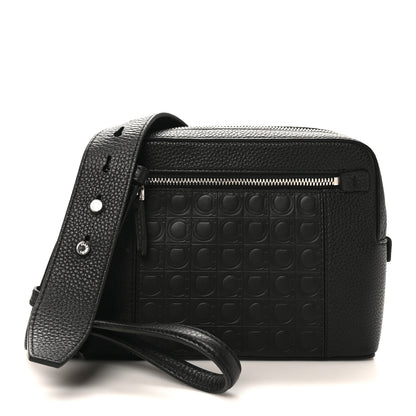 Salvatore Ferragamo Calfskin Gancini Embossed Belt Bag Black 1 of 9
