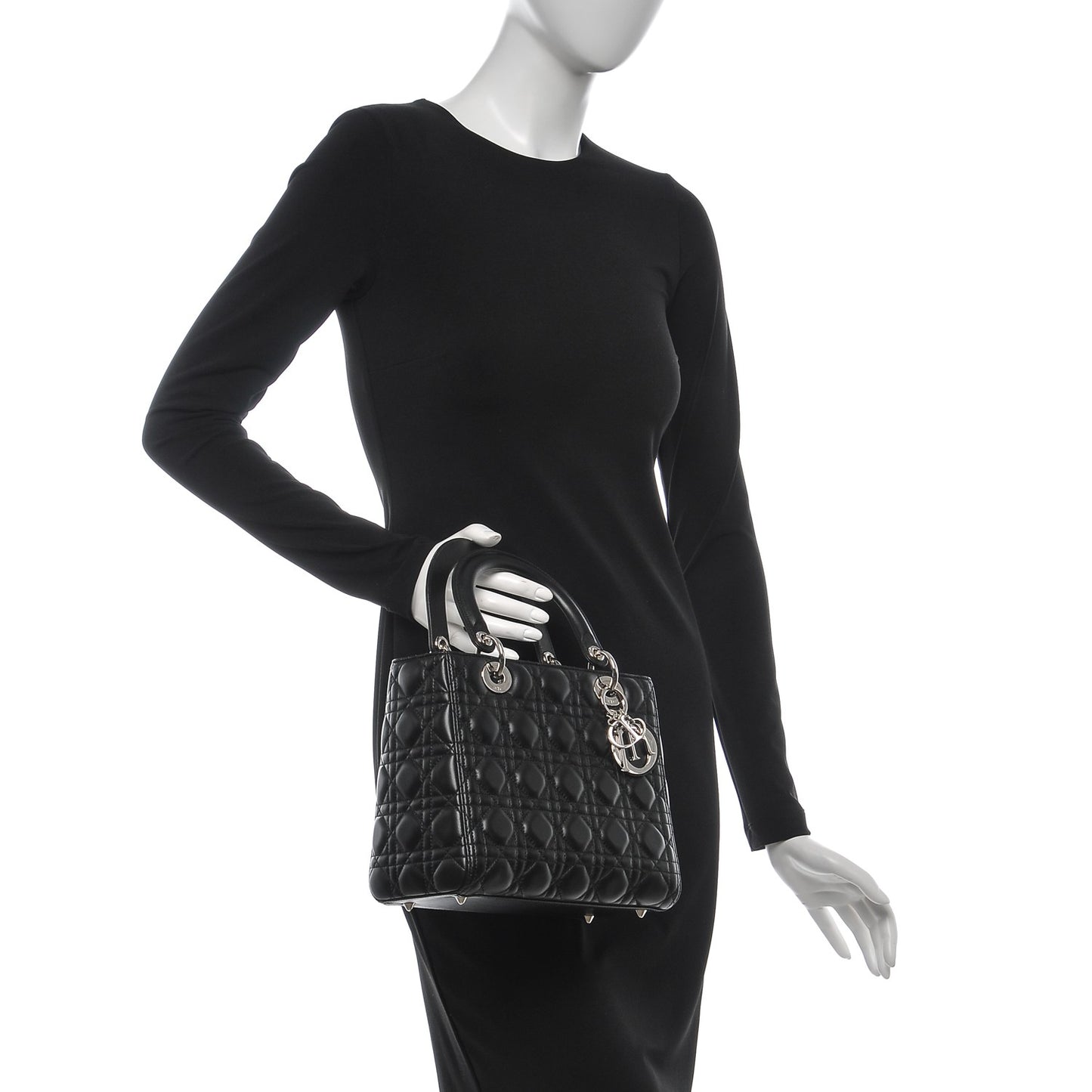 Lambskin Cannage Medium Lady Dior Black