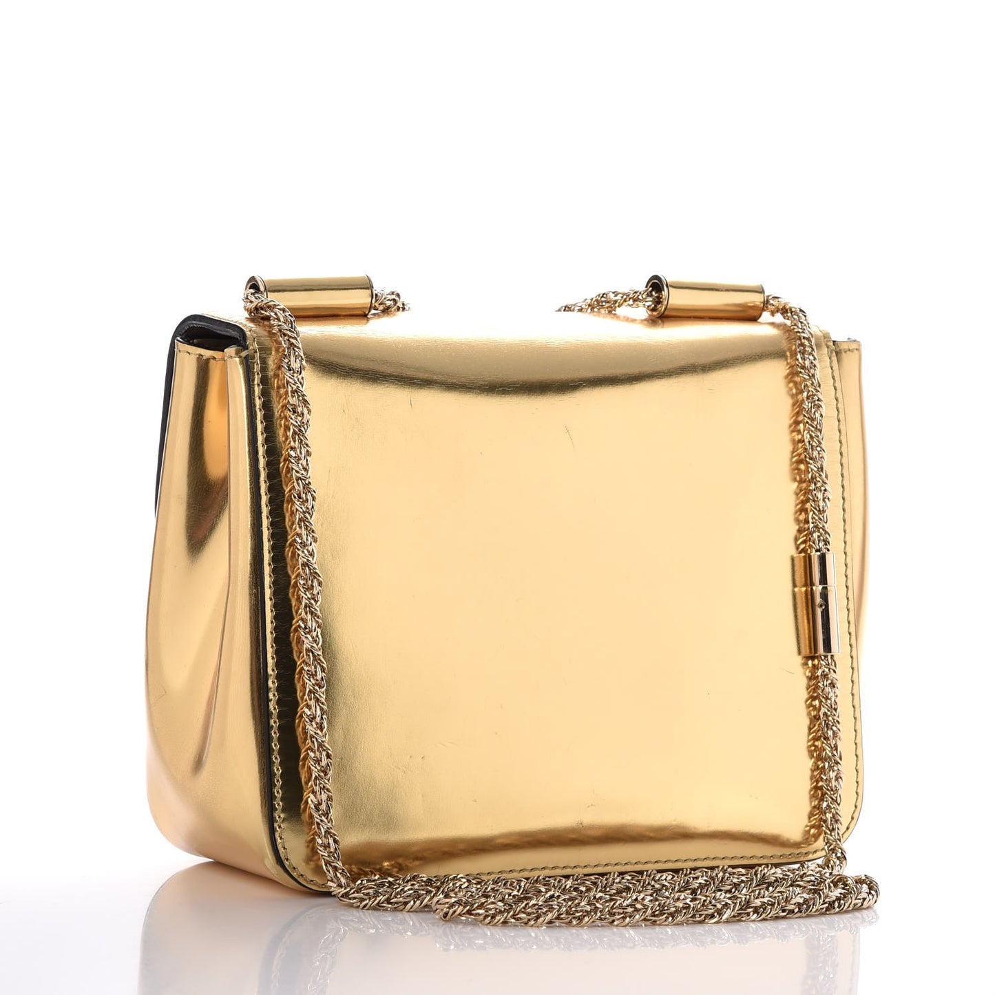 Metallic Calfskin Small Elsie Shoulder Bag Gold