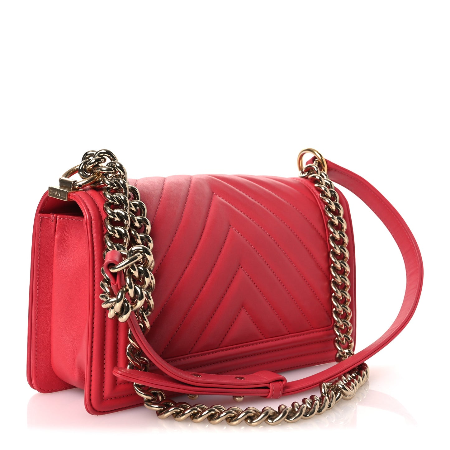 Calfskin Chevron Quilted Medium Boy Flap Pink