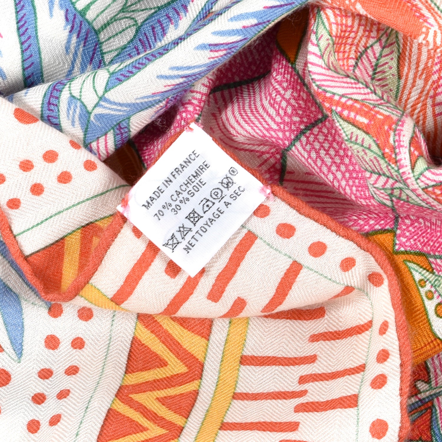 Hermes Cashmere Silk Acte III Scene I La Clairiere Shawl 140 White Rose Corail 4 of 4