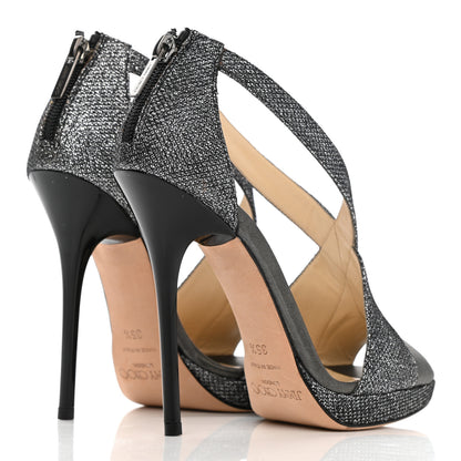 Jimmy Choo Glitter Crisscross Sandals 35.5 Silver 4 of 10
