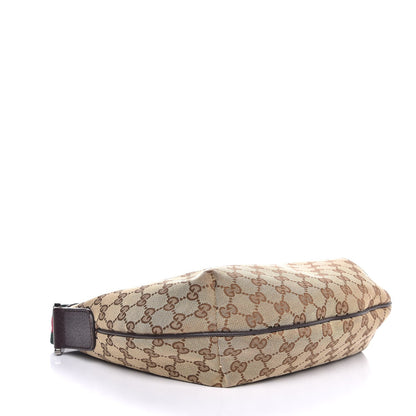 Gucci Monogram Web Medium Half Moon Hobo Dark Brown 4 of 7
