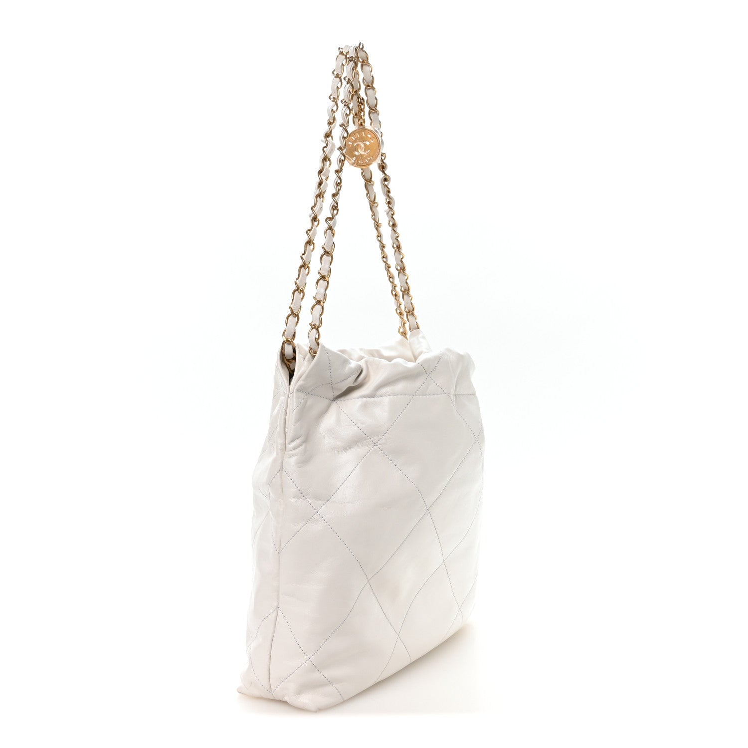 Chanel Shiny Calfskin Quilted Small Chanel 22 White 4 of 12