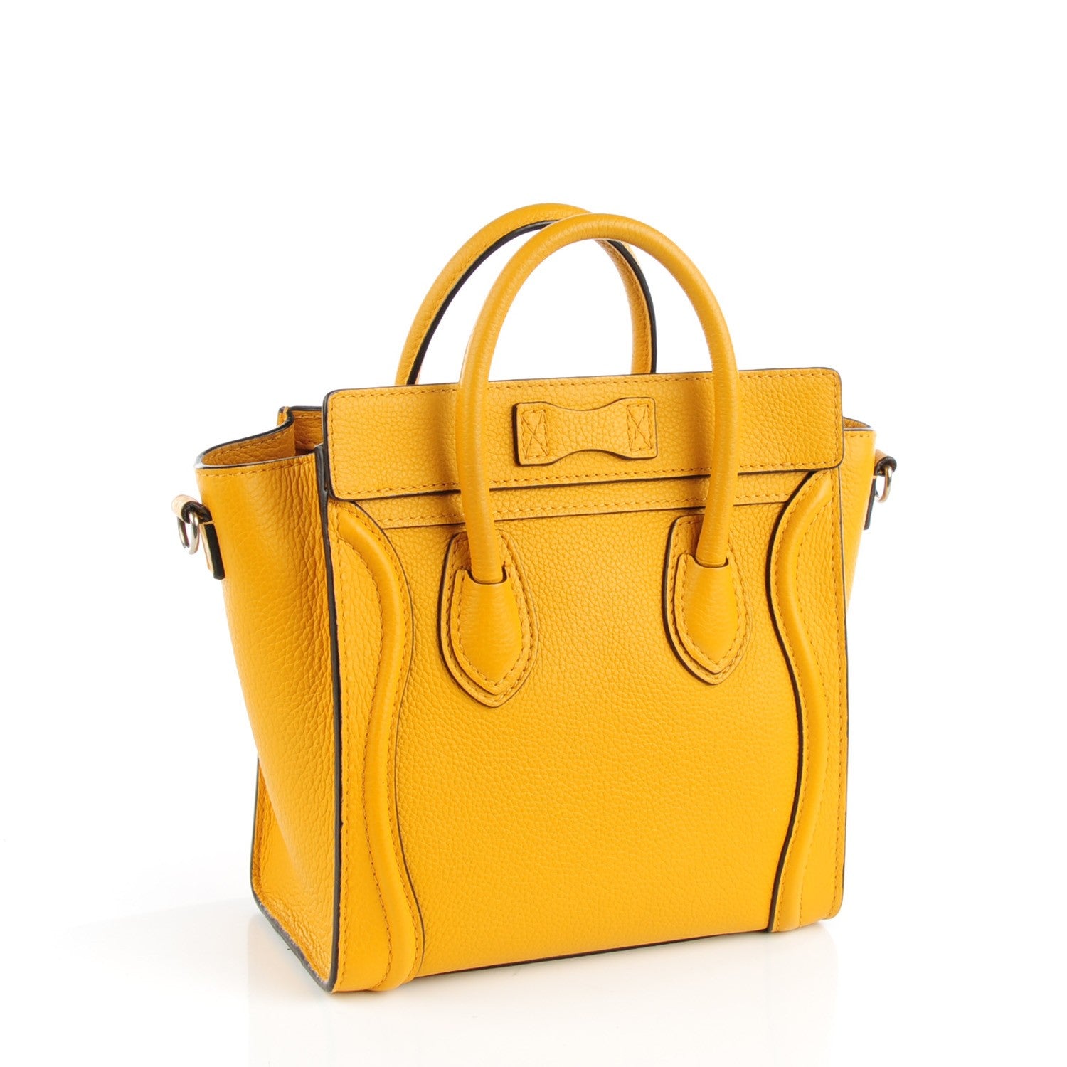 Celine Drummed Calfskin Nano Luggage Ocre 3 of 8