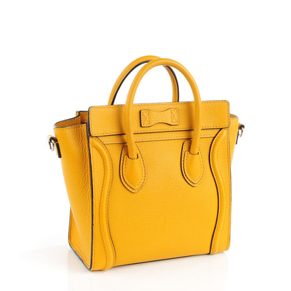 Celine Drummed Calfskin Nano Luggage Ocre 3 of 8