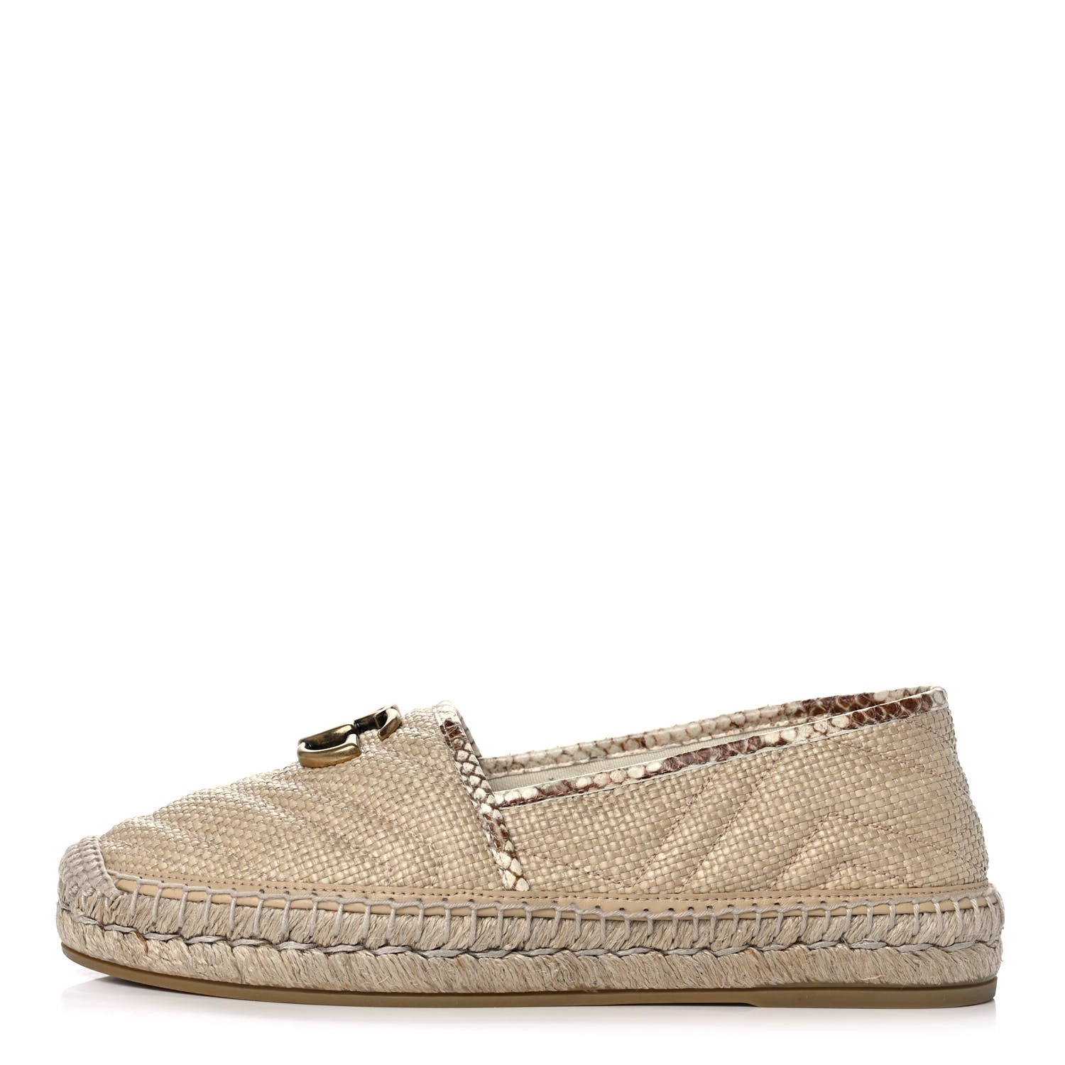 Gucci Straw Elaphe Matelasse GG Marmont Espadrilles 38 Natural Cream Brown 1 of 11