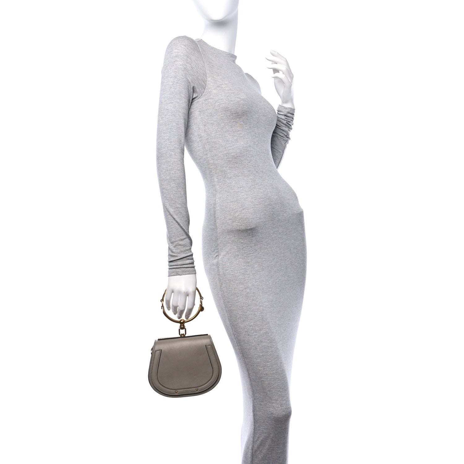 Chloe Calfskin Suede Small Nile Bracelet Bag Motty Grey 2 of 12