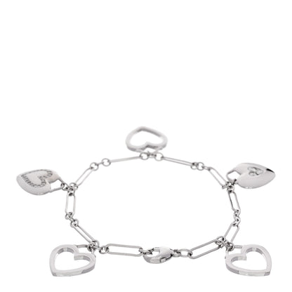Tiffany 18K White Gold Diamond Hearts Charm Bracelet 2 of 4