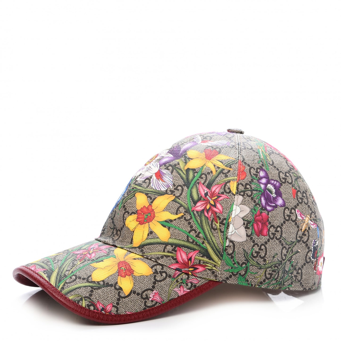 GG Supreme Monogram Flora Baseball Hat 56 S Red