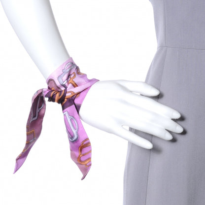 Hermes Silk Bouclerie d Attelage Twilly Scarf Purple 4 of 7