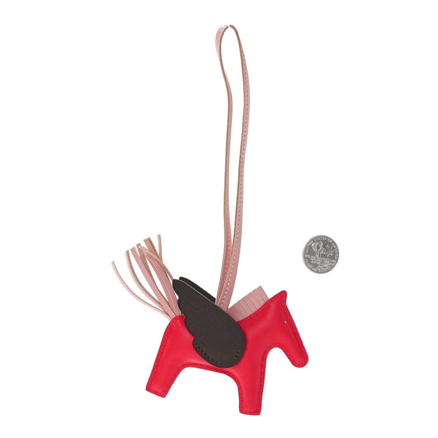 Hermes Milo Lambskin Grigri Rodeo Pegase Horse Bag Charm MM Framboise Rose Sakura Rouge Sellier 2 of 4