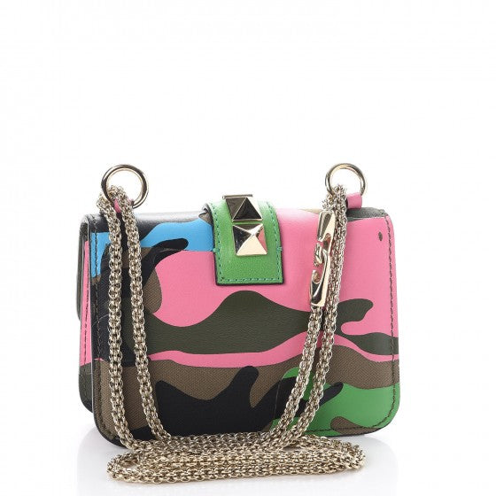 Nappa Canvas Camouflage Mini Glam Lock Rockstud Flap Multicolor