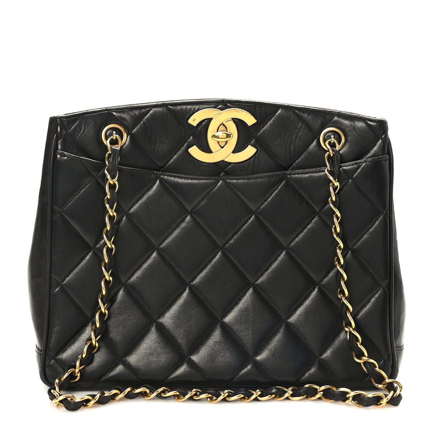 Lambskin Quilted CC Shoulder Bag Black