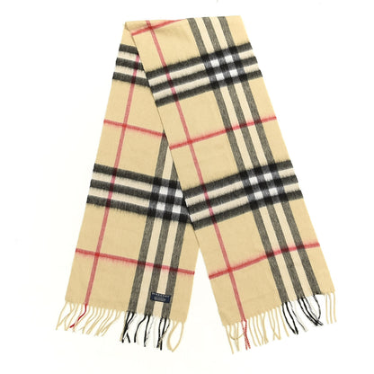 Burberry Cashmere Giant Check Fringe Scarf Camel 2 of 3