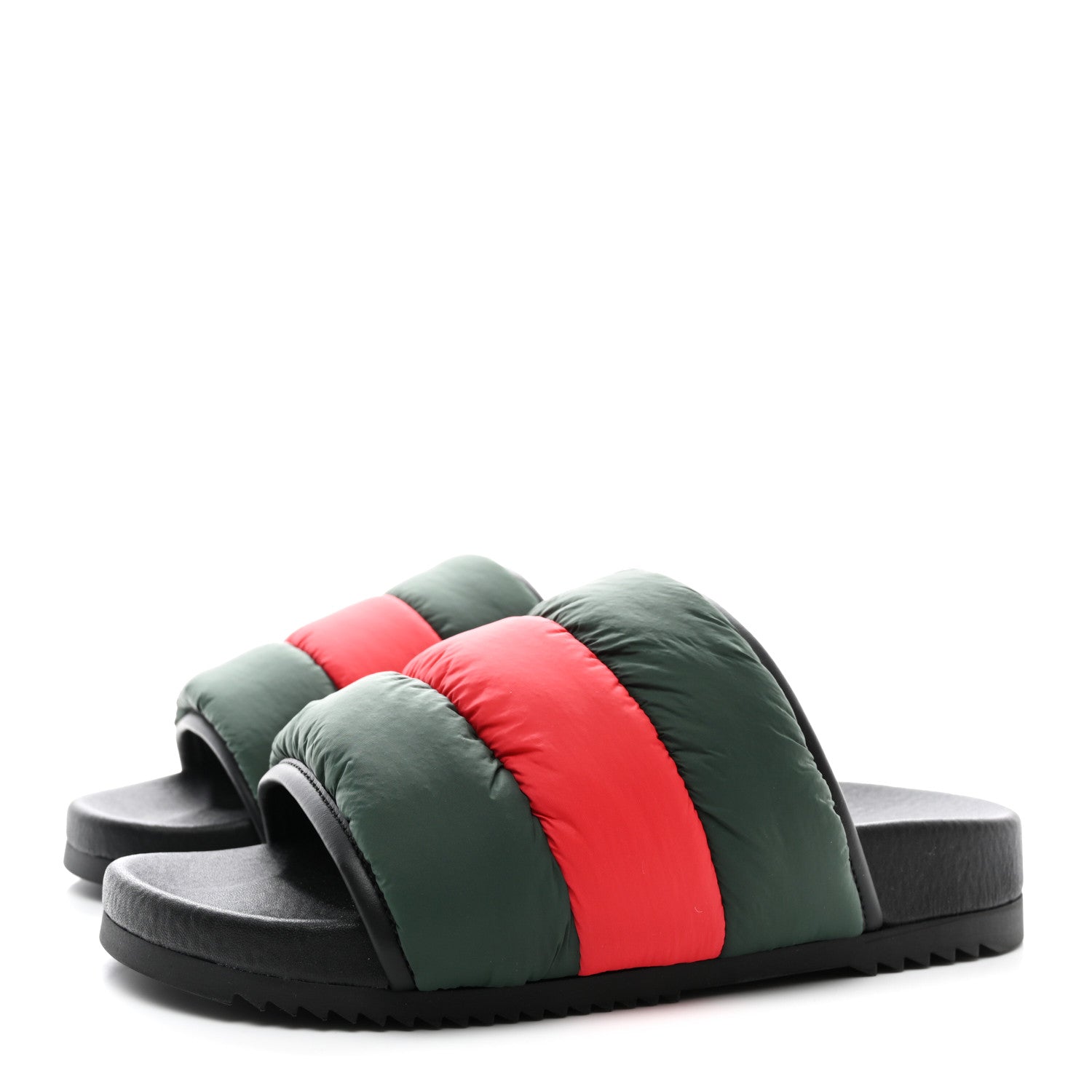 Gucci Nylon Web Womens Slide Sandals 37 Black Green Red 3 of 8