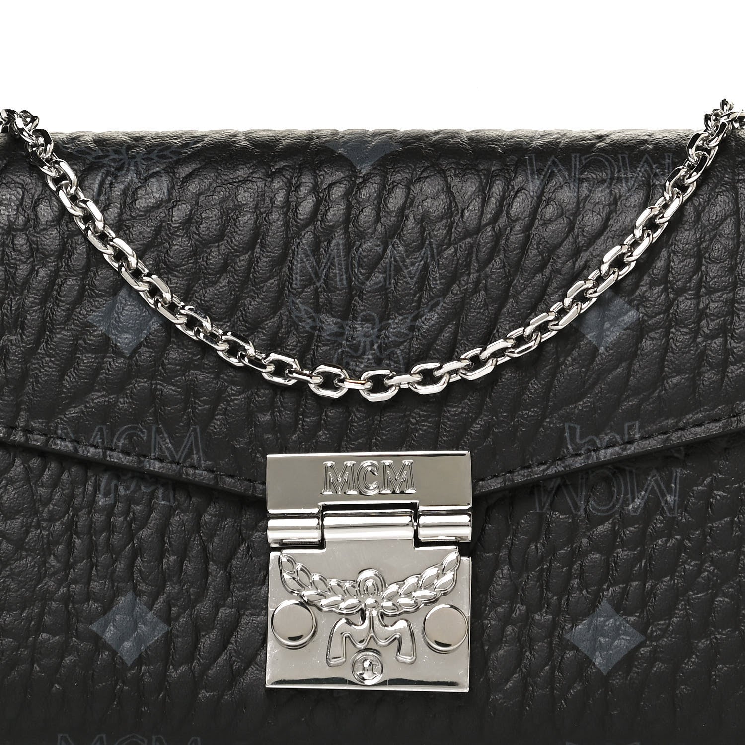 MCM Visetos Large Patricia Wallet On Chain Black Red 7 of 9