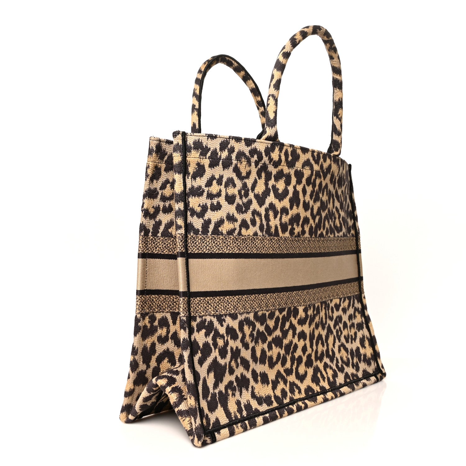 Christian Dior Canvas Mizza Embroidered Large Leopard Book Tote Beige 3 of 10